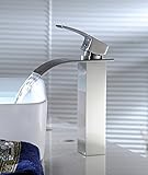 Aquafaucetウォーターフォール浴室シンク蛇口ニッケルつや消しBath注ぎ口 6022N