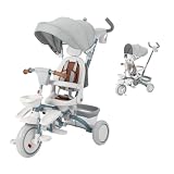 Thinkmax 子供三輪車 ベビーカー 5in1 折りたたみ 手押し棒 乗用玩具 超軽量 乗り物 組み立て簡単 1～5歳 出産祝い ブルー
