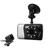 Full HD 1080P Dual Lens Car Dash Cam with Night Vision,Car DVR Recorder with G-Sensor Loop Recording