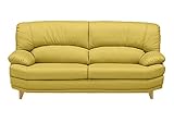 大川家具 関家具 3人掛けソファ(幅185cm 合皮素材)  イエロー色 木脚(角)ナチュラル 139281_139072