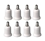 Yueton Pack of 8 E12 Candelabra Screw to E26 / E27 Medium Screw Light Bulb Base Socket Adapter Conve