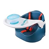 kishiya ベビーチェア　食事用　ベビーベース 　ベビーソファ 　トレイ付き　 3ヶ月～5歳　持ち運び便利だ (青)