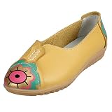 (モダンミス)Mordenmiss 面白いモカシン レディース ローファー プリント フラットシューズ ナースシューズ 柔らかい 35-41サイズ 黄色 38