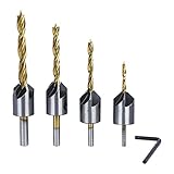 HOMEIDOL 4本 木工用ドリル 皿取錐ドリル 皿錐 面取り バリ取り 下穴 座ぐりドリル 3mm 4mm 5mm 6mm （4本セット）