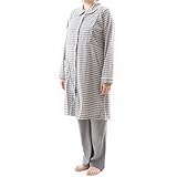 犬印本舗 ボーダー柄パジャマ（授乳口付き）長袖 fairy NIGHTY グレー マタニティM - L
