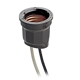 Leviton 157 660W-250V Incandescent Lampholder, Medium Base, Keyless, With Two 6-Inch Leads, Black an