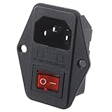 Hommy 黒いプラスチックハウジングAC 250V 15A 3 P C14電源ソケットとロッカースイッチ