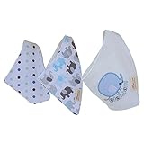 GOGO 3 Pieces Bandana Bibs With Snap Closure, Cotton-Elephant1