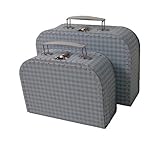 kidSTYLE Gingham Mini Suitcases, Light Blue/White, Set of 2 [並行輸入品]