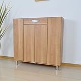 靴箱 幅100 シューズボックス 玄関収納 下駄箱 ロータイプ LEDライト AYU-3-289-F (ライトブラウン)