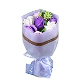 ソープフラワー ギフト花束 枯れない花 誕生日 母の日 記念日 先生の日 バレンタインデー ホワイトデーなど最適としてのプレゼント (パープル、７本)