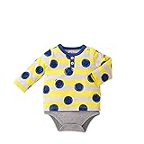 [ミキハウス] MIKIHOUSE 働く車＆ボーダー＆手描き風水玉 長袖ボディシャツ （70cm・80cm・90cm） 13-1501-971 黄 70cm