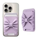 DESIGN SKIN MagSafe対応 リボンカードポケット [ カードウォレット 3枚収納可能 立体リボンモチーフ 上品デザイン カード取り出しスリット付き ICカード対応 強力マグネットiPhone マグセーフアクセサリー ] DSK28410 ラベンダー【国内正規品】