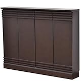 天然木 ストライプ 書棚 本棚 板扉 タモ 幅120.5cm ダークブラウン LS-397DB