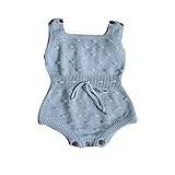 Dragon Honor ベビー ロンパース 女の子 ニット かわいい 人気 新生児サイズ 編み物 セーター 袖なし 無地 赤ちゃん服 カバーオール ボディスーツ ワンピース 出産祝い プレゼント (