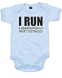 (恥ずかしいほど短い距離を走ります。) I Run Embarrassingly Short Distances, プリント　ベビースーツ - ライト　ブルー/黒 12-18 ヶ月