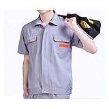 夏　労働服　セット　メンズ　制服・ワークウェア　作業服　グレー　L