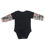 MIOIM ベビー服 キッズ 赤ちゃん ロンパース ボディスーツ 長袖 可愛い 連体服 Tシャツ カジュアル プライーシャツ タトゥー柄 子供服