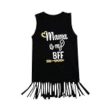 Baby Little Girlsブラックノースリーブタッセルと矢印パターン印刷文字ハートドレス カラー: ブラック