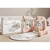 TVT ベビージム プレイマット 赤ちゃん 玩具 新生児プレイマット ファッションおもちゃ赤ちゃん 玩具 折り畳み マット ベビーマット 幼児おもちゃ 室内遊具 知育 おもちゃ 赤ちゃん 感覚刺激 出産祝い プレゼント (ピンク)