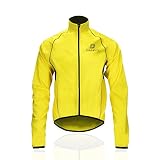 [Darevie] 【Amazon限定ブランド】サイクルジャケット ウインドブレーカー 長袖 春夏秋冬用 メンズ [防風＆撥水＆UVカット] 自転車 ロードバイク服 アウトドアウェア スポーツ 収納便利バックポケット付き 通気 反射材 薄手 5色 (イエロー, 3XL)