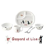 ニッコー 子供食器 出産祝い リサとガスパール すくすくセット リサ HUG米 (ランチ皿 ライスボール マグ 小鉢 スプーン フォーク)