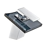 ROVATE バスルームシンク蛇口 真鍮 シングルハンドル 1穴ウォーターフォール 蛇口/タップデッキ シンクへの取り付け 研磨クロム シルバー RVT617