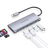 LENTION USB Cハブ 4K HDMI 3 USB 3.0 SD 3.0 カードリーダー 2020-2016 MacBook Pro 13/15/16 iPad Pro/Mac Air/Surface, Chromebook, マルチポートドングルアダプター (CB-C34, グレー)