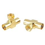 uxcell　コネクタ　T型-Fタイプ　オスプラグ　2パル　メス　スプリッタRF同軸