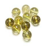 【天然石】ゴールドルチルクォーツ ブレスレット用 ビーズ 約10.5~11.5mm【10粒入り】パワーストーン 金針水晶 金運 きらきらぷんぷん丸 NS-015