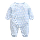 エルフ ベビー(Fairy Baby)新生児服 カバーオールロンパース 前開き 長袖 四季兼用 可愛いクマ柄 ブルー (サイズ：70)