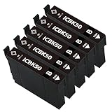 エプソン用 IC50 ICBK50互換インクカートリッジ 黒 大容量 5本セット IC6CL50対応機種： EP-702A EP-703A EP-704A EP-705A EP-774A EP-801A EP-802A EP-803A EP-803AW EP-804A EP-804AR EP-804ARU EP-804AU EP-804AW EP-804AWU EP-901A EP-901Fなどど