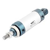uxcell 空気圧シリンダー シルバートーン ブルー 一個入り シングルロッドダブルアクション