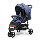 Feemom(フィーマム) 三輪ベビーカー アルミフレーム ベビーカー 高級感 ハイシート 快適乗り心地 コンパクト 1ヶ月~3歳頃対象 (ネイビー)