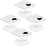 (4 Pack) Solar Powered White Outdoor Garden Deck Dock 4x4 PVC Fence Post Light [並行輸入品]