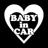 ハート型 Baby in car カッティングステッカー ホワイト 白