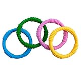 Babynow Teether Baby Toys 4 Colour Teething Rings to Reduce Pain Sooth and Massage Baby Gums Certifi