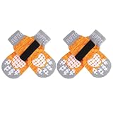 PUPTECK 犬 靴下 滑り止め マジックテープ付き 脱げない 舐め防止 肉球保護 通気性 柔らかい 介護 サポート 転倒防止 犬用靴下 4個セット 可愛い 屋内用 老犬 シニア犬 小型犬 中型犬 大型犬 (イエロー, Lサイズ)