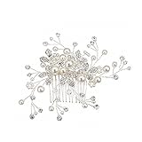 ブライダル髪飾り パール 髪飾り 1個 子供 フラワーガール ヘアアクセサリー 花嫁、新婦人ウェディングアクセサリー (シルバー -2)