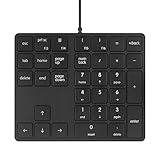 Merdia 数字キーパッド 有線Numpad 34キーポータ ブルキーパッド USB外付け ミニスリムキーボード（ブラック）