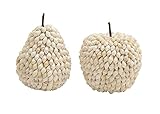 Deco 79 Shell Ball Decor, 4 by 5-Inch, White and Ivory, Set of 2