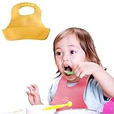 BABYよだれかけ シリコーンエプロン ベビー 食事サイズの調節可能です食事用スタイ・エプロン離乳食 (黄)