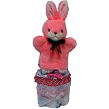 おむつケーキ　出産祝いメリーズM小型2段オムツケーキ　ハンドパペット付き女の子用【うさぎ】