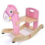 EZ GLAM　ロッキングホース　ロッキング木馬　乗用玩具　出産祝い　ロッキングウマ　木製　木のおもちゃ　木馬　子供トロイの木馬　おもちゃ　ゆらゆら木馬　組み立て　プレゼント　誕生日 (ピンク)