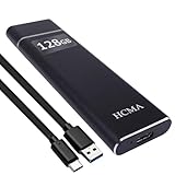 HCMA 外付けSSD 128GB NVMe USB3.2(Gen2) 対応 理論値最大速度1000MB/秒 アルミ筐体 テレビ録画 PC/TV/Windows/Mac/PS4/PS5など対応 ポータブル ポータブルSSD 防塵 高耐久.耐衝撃性【1年品質保証】 (5)外付けSSD(ブラック):128GB)