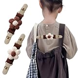 Khers 肩紐ずれ防止クリップ 肩紐ずり落ち防止クリップ 子供 サロペット オーバーオール 2本セット (ブラウン)