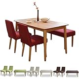 無垢材 ダイニング4点セット 135cm BASIL（バジル）ナチュラル タモ無垢材 4人用　チェア　テーブル　ベンチ (アイボリー)