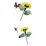 Fenteer ソーラー　羽ばたき　ステーク　人工蝶＆バード　フラワー　鉢植え　飾り　アウトドア　園芸　