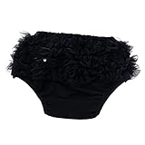 Baosity ベビー　女の子　フリル　レース　トレーニングパンツ　ショートパンツ　柔らかい　綿　ショーツ　ブリーフ　弾性　調節可能　全3色 - ブラック, 12-24月のXL