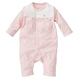 西松屋 EFD 胸切替パイル長袖プレオール（ラメ王冠柄）【60-70cm】 新生児 ピンク